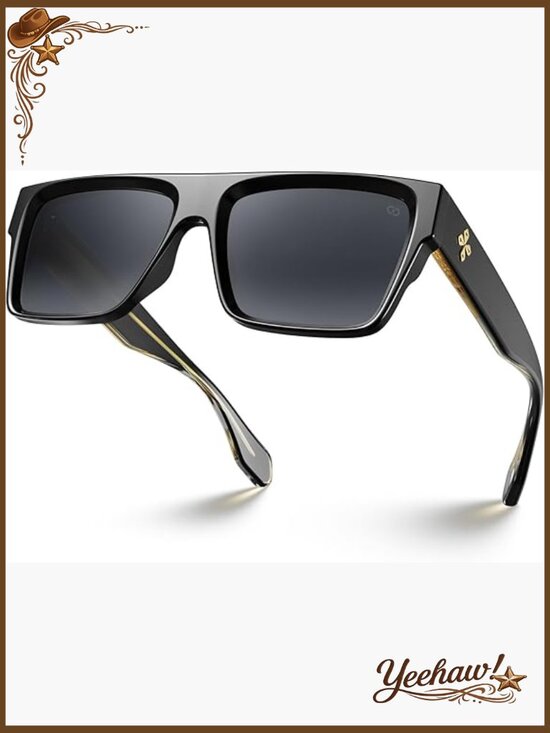 Oversized Square Flat Top Sunglasses Retro Trendy UV400 Protection Shades main image 7